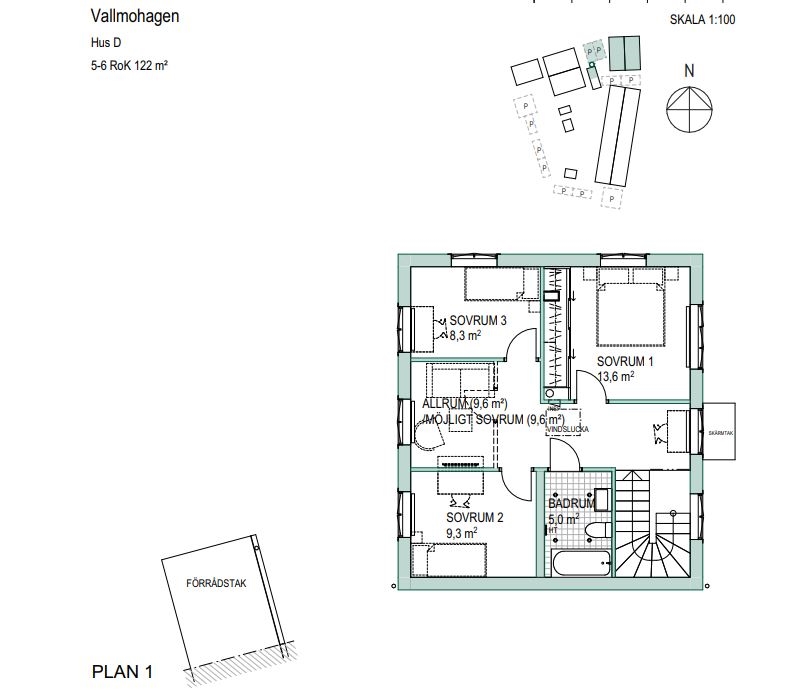 Hus D, övre plan