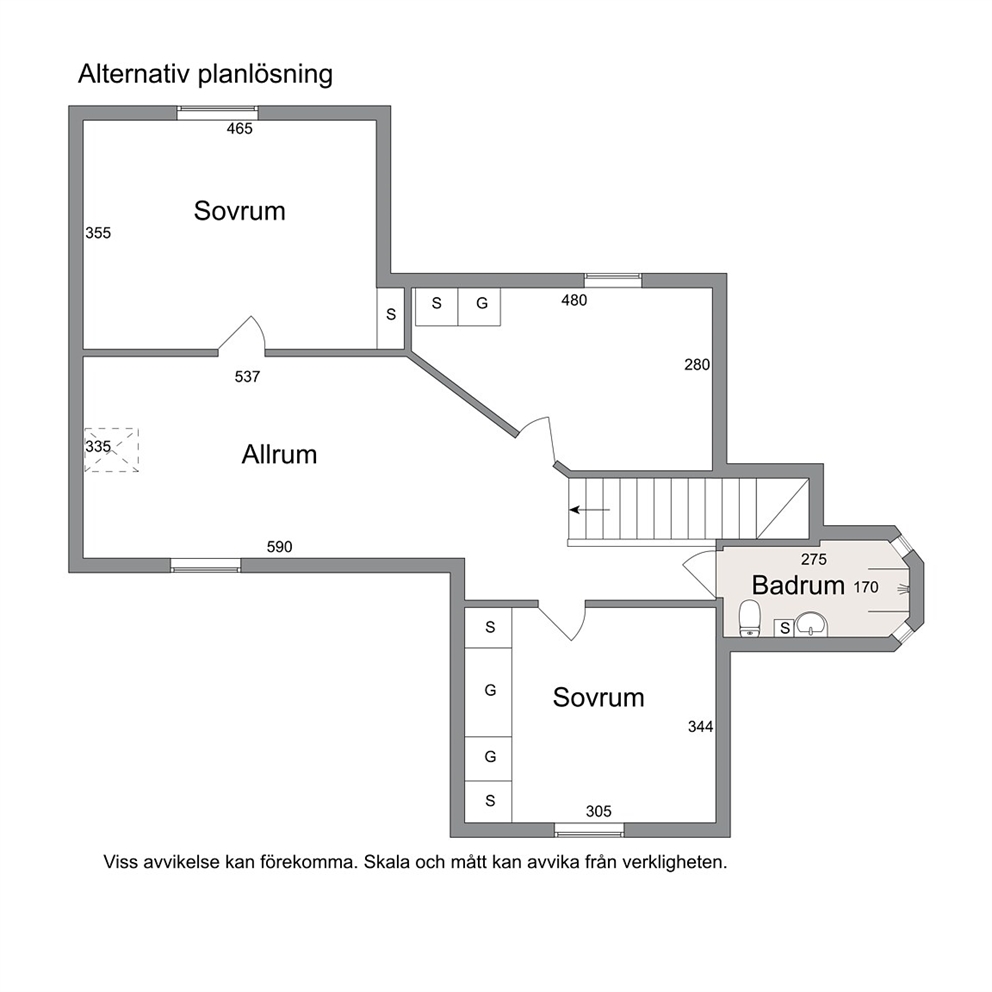 Alternativ planlösning Övre plan