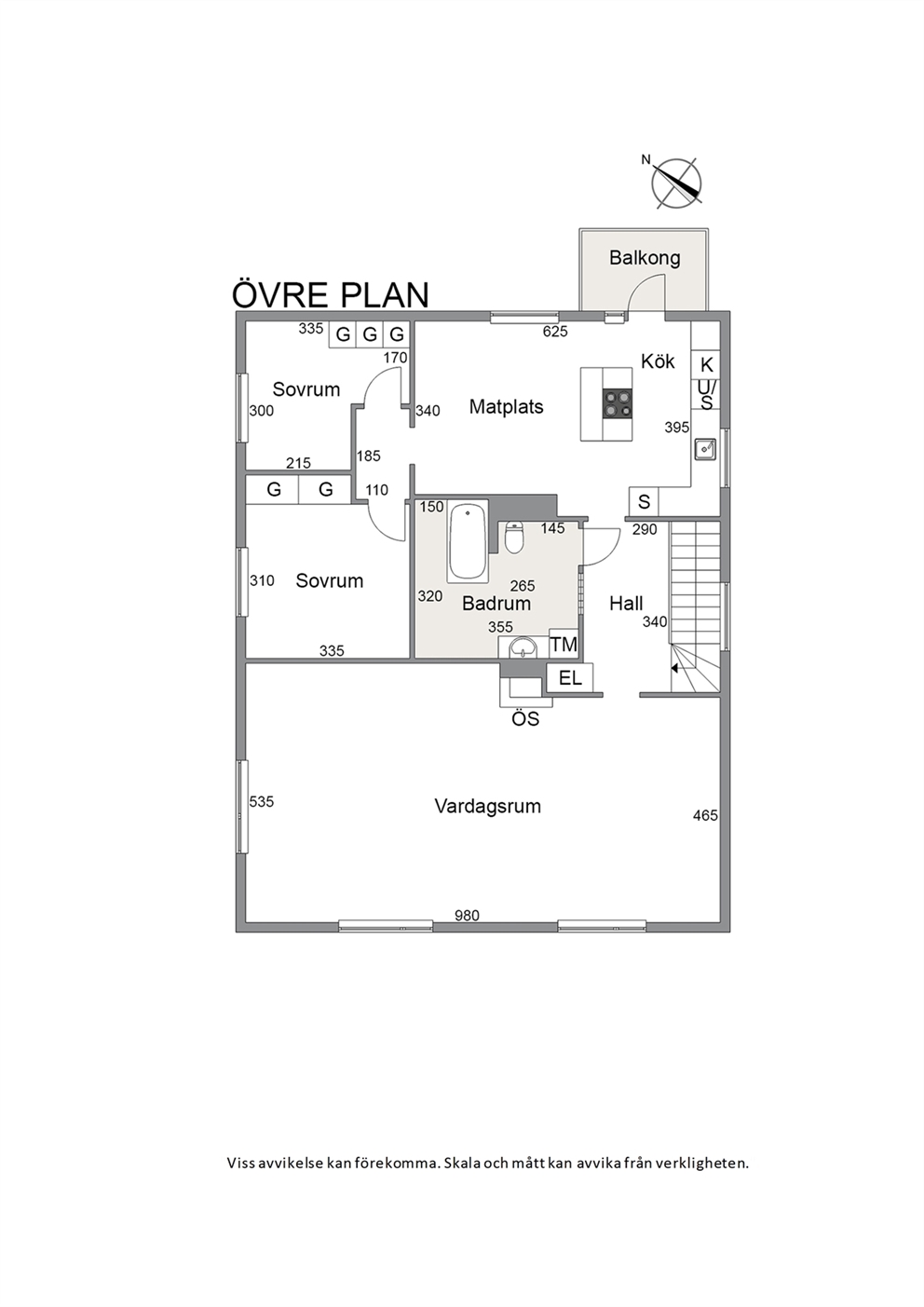 Planritning övre plan.