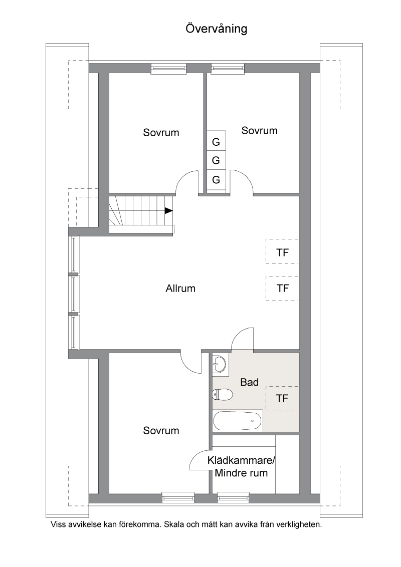 Planritning ovanvåning 2D