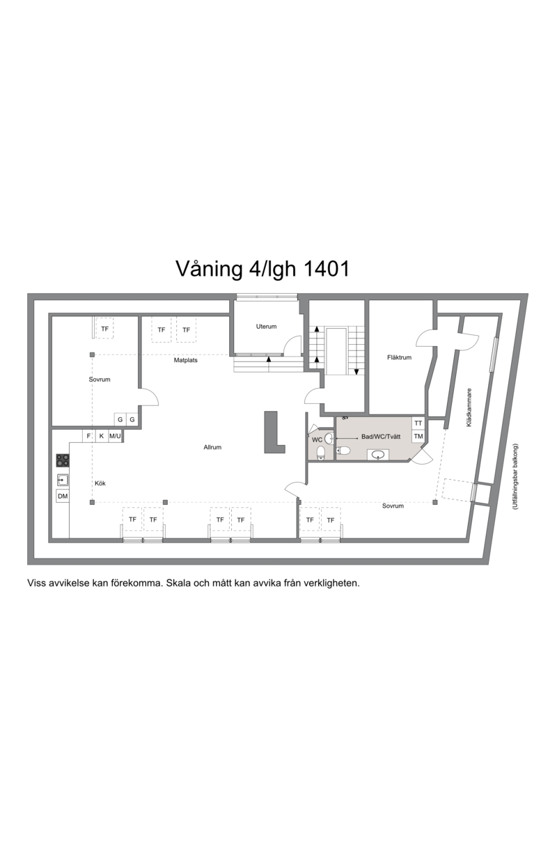 Våning 4 (lgh 1401) med fläktrum och ca 195 m2 lgh