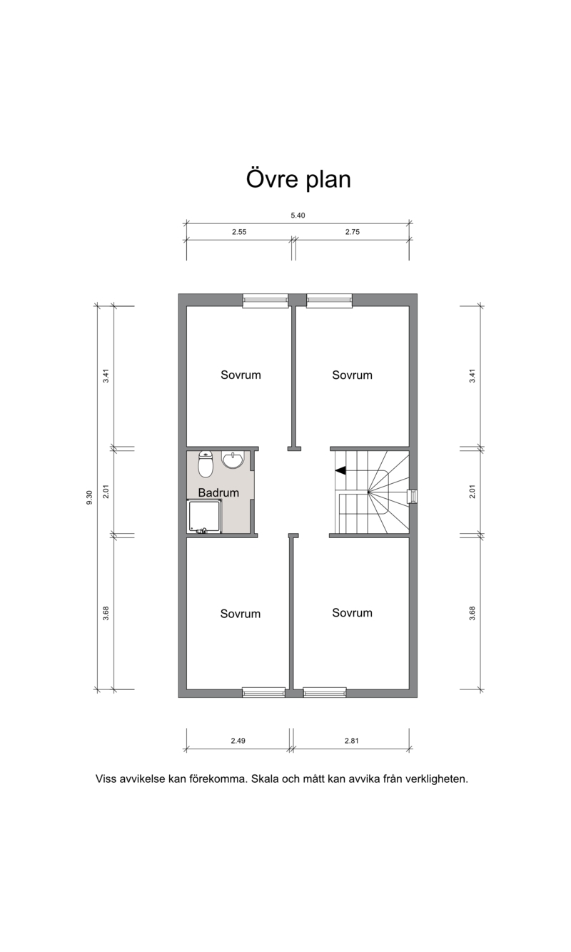 Planritning Övreplan 