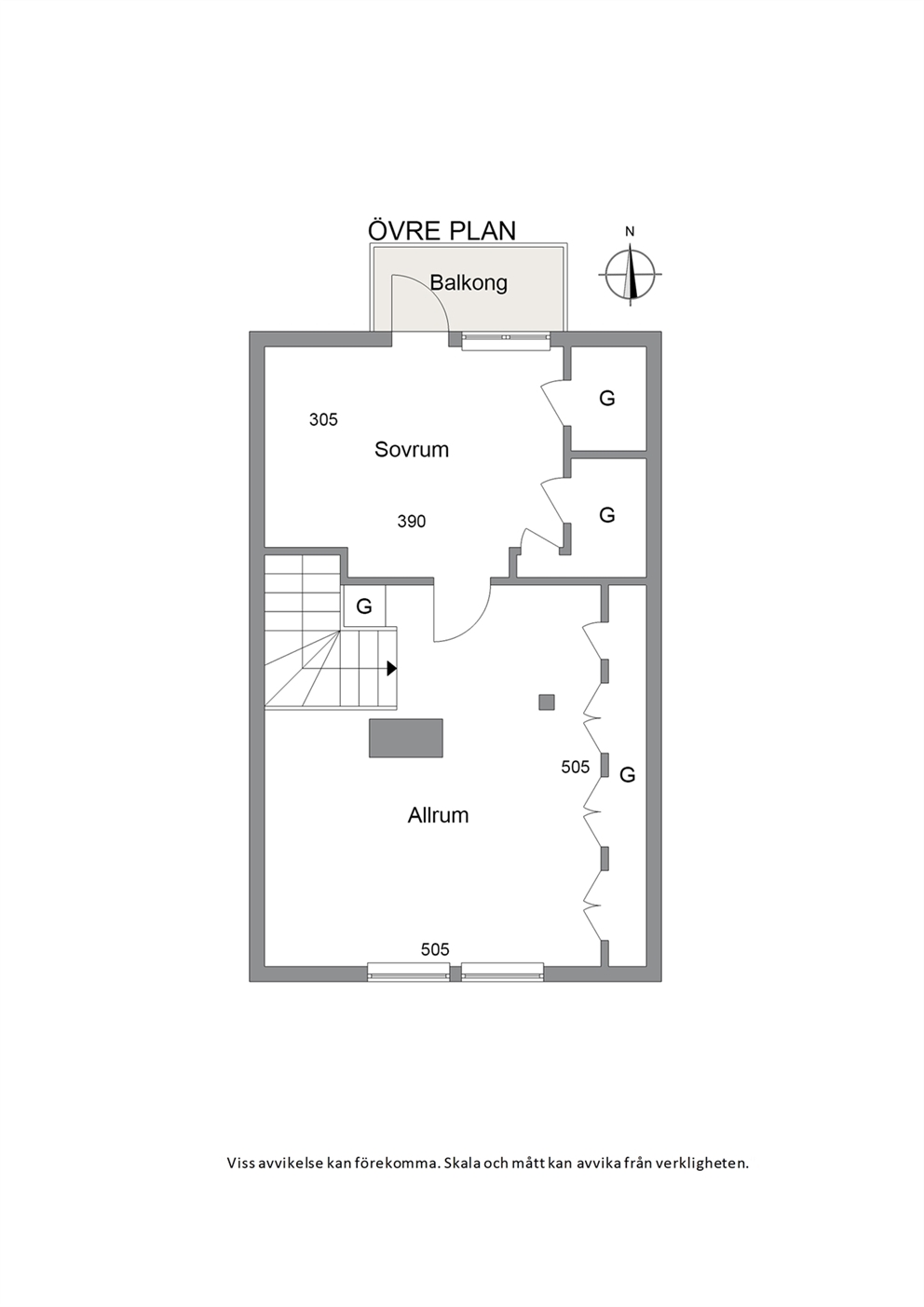 Planritning övre plan.