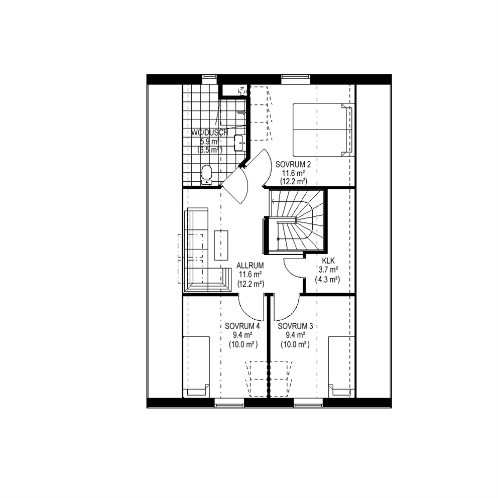 Planritning Talludden Övre plan