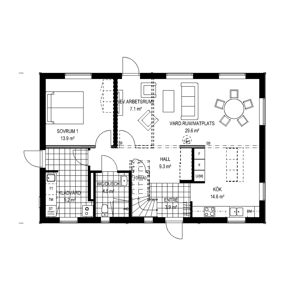 Villa Tyresund (rätvänd) Entréplan