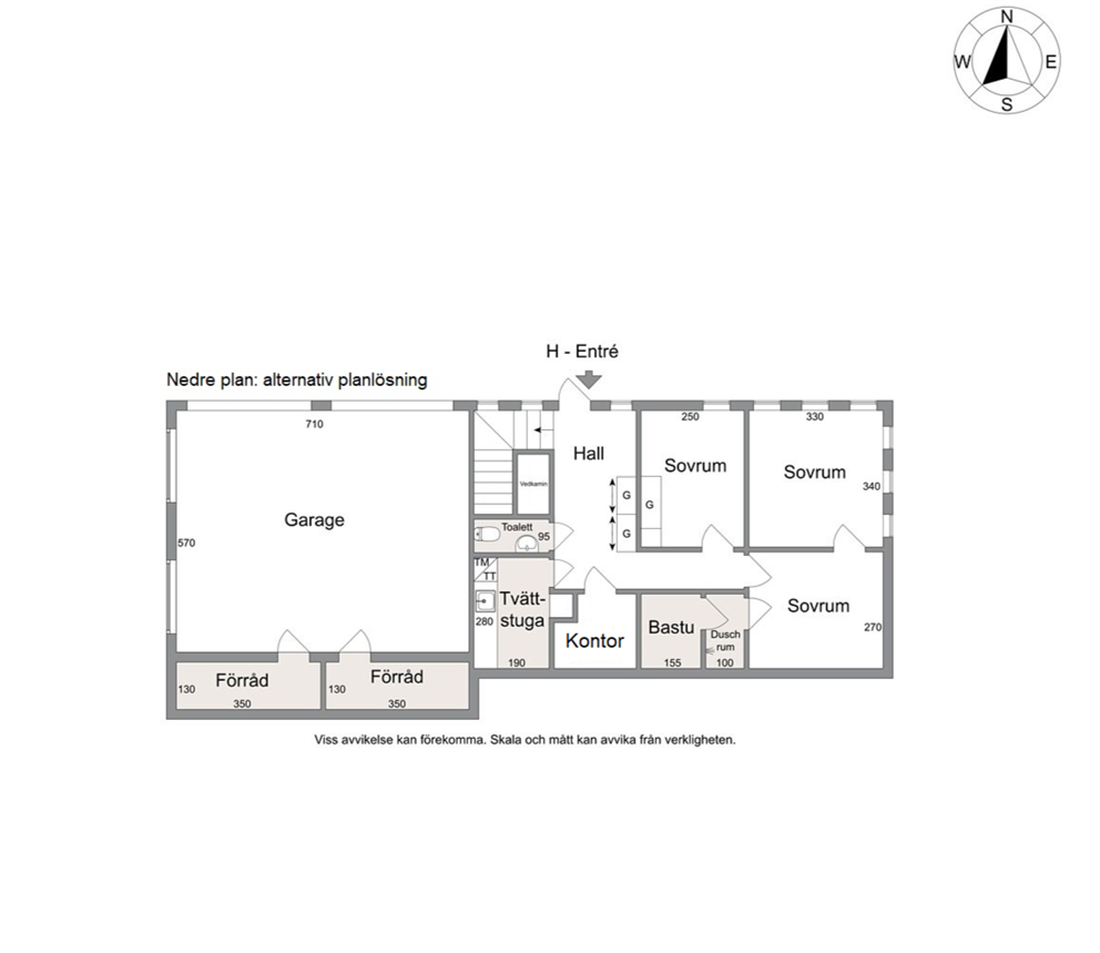 Alternativ planlösning nedre plan