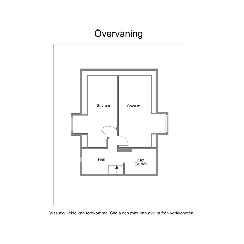 Ungefärlig planlösning övervåning