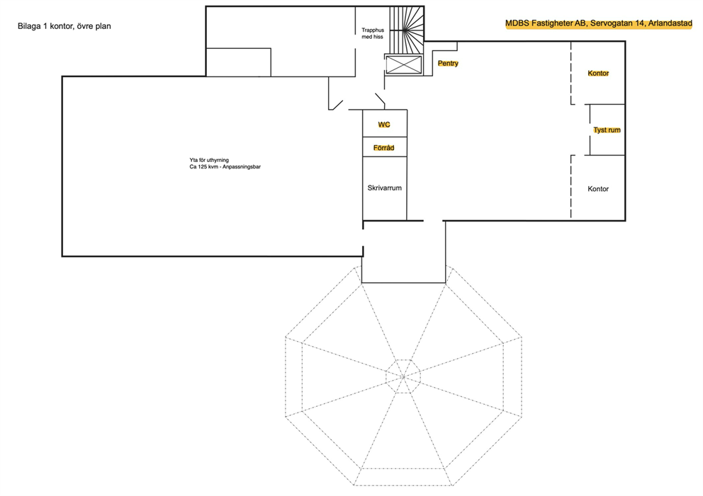 Planritning övre plan ca 125 kvm