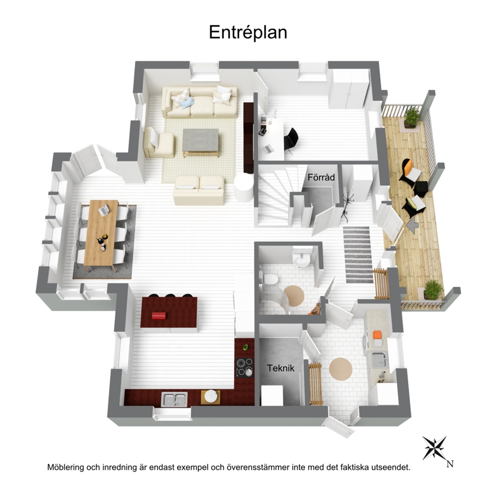 Planritning 3D - Entréplan