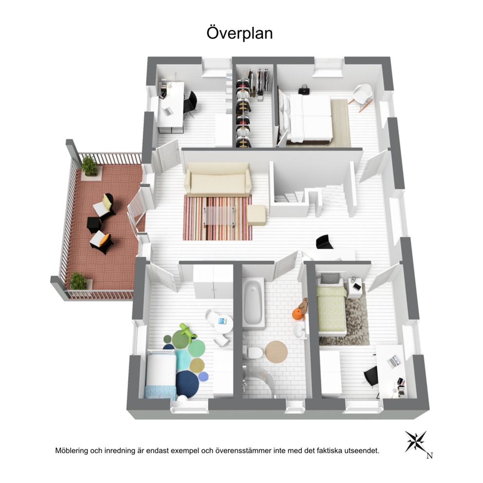 Planritning 3D- Övre plan