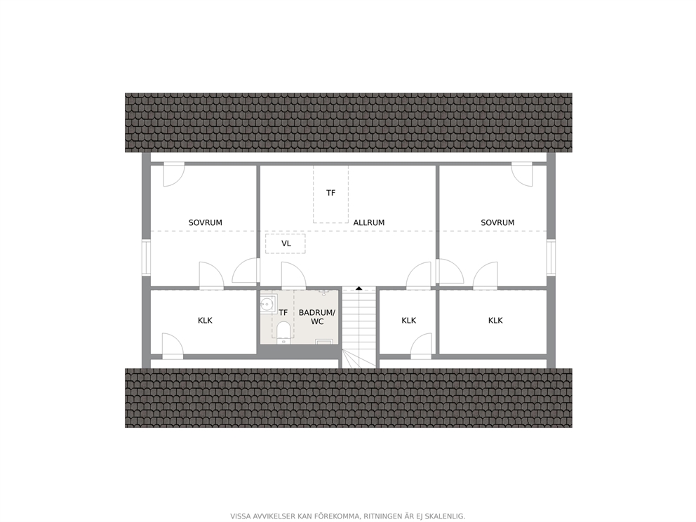 Ungefärlig planlösning övervåning