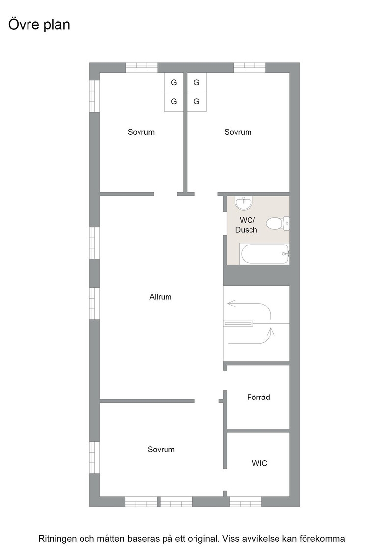 Övre plan gavelradhus