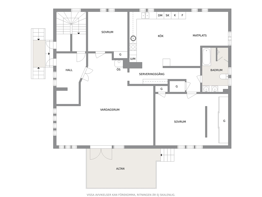 Ungefärlig planlösning entréplan/lägenhet 1