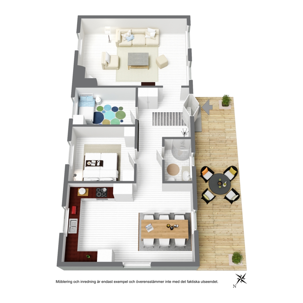 Planritning huvudhus 3D