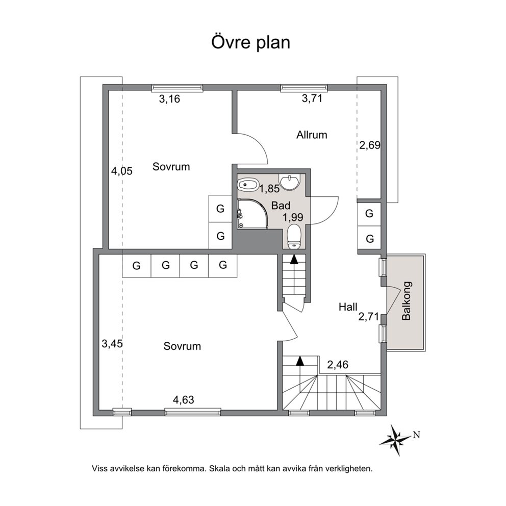 Planritning - Övre plan
