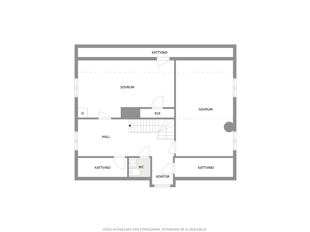 Ungefärlig planlösning övervåning