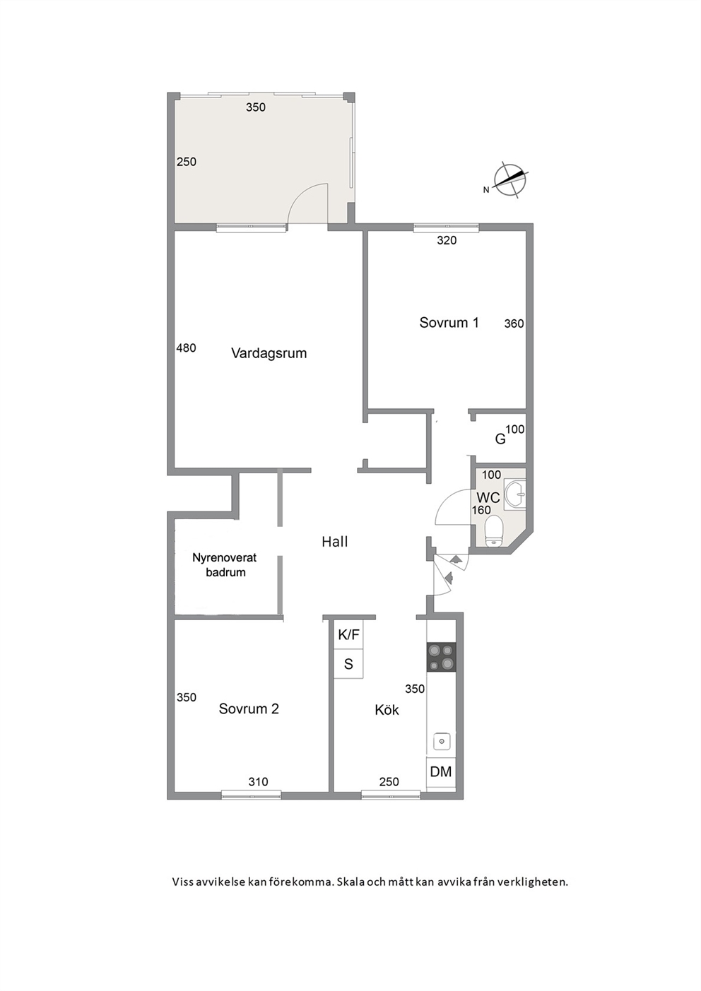 Ungefärlig planritning efter badrumsrenovering