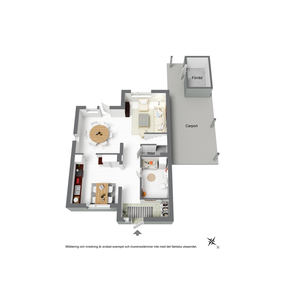 Planritning entréplan 3D
