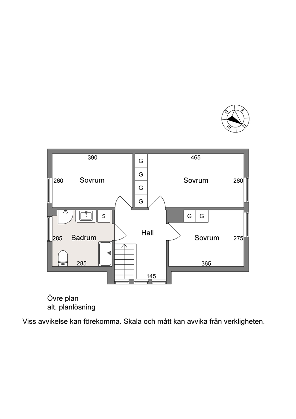 Alternativ planlösning övervåning