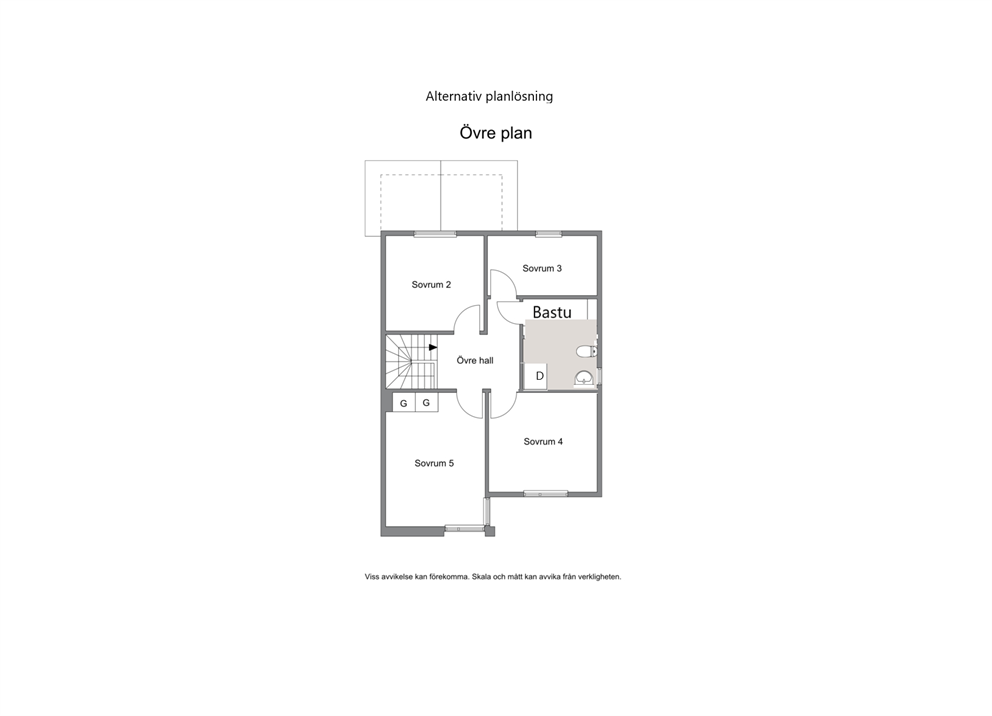 Alternativ planlösning övre plan 
