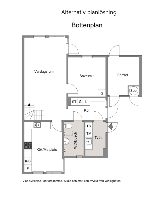 Alternativ planlösning nedre plan