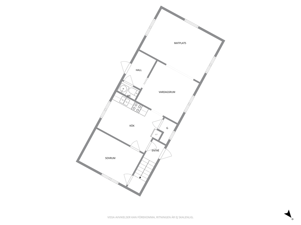 Planritning äldre bostadshus på tomten 