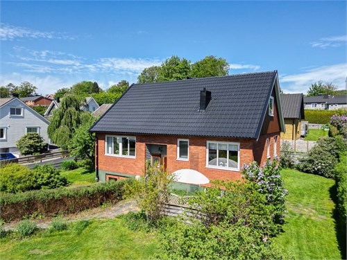 Vacker trädgård runt huset