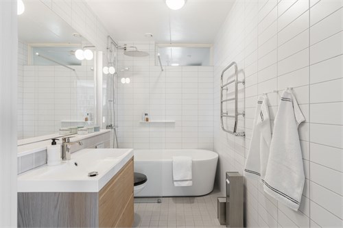 Stilrent badrum/wc med golvvärme