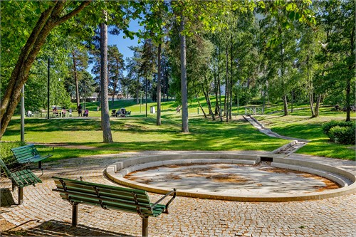 Fin park utanför balkongen