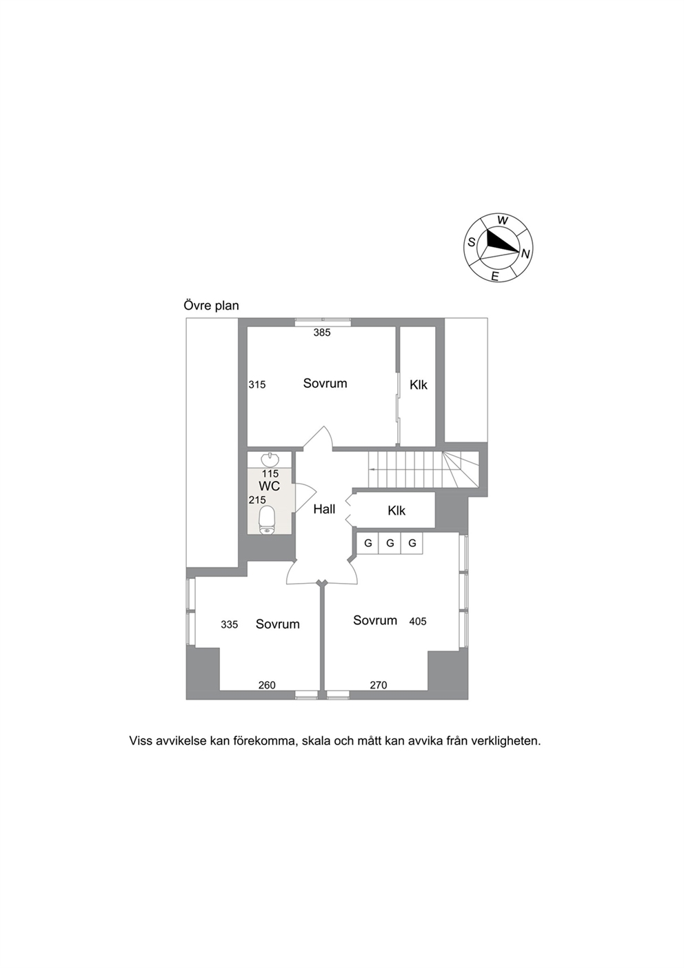 Planritning övervåningen