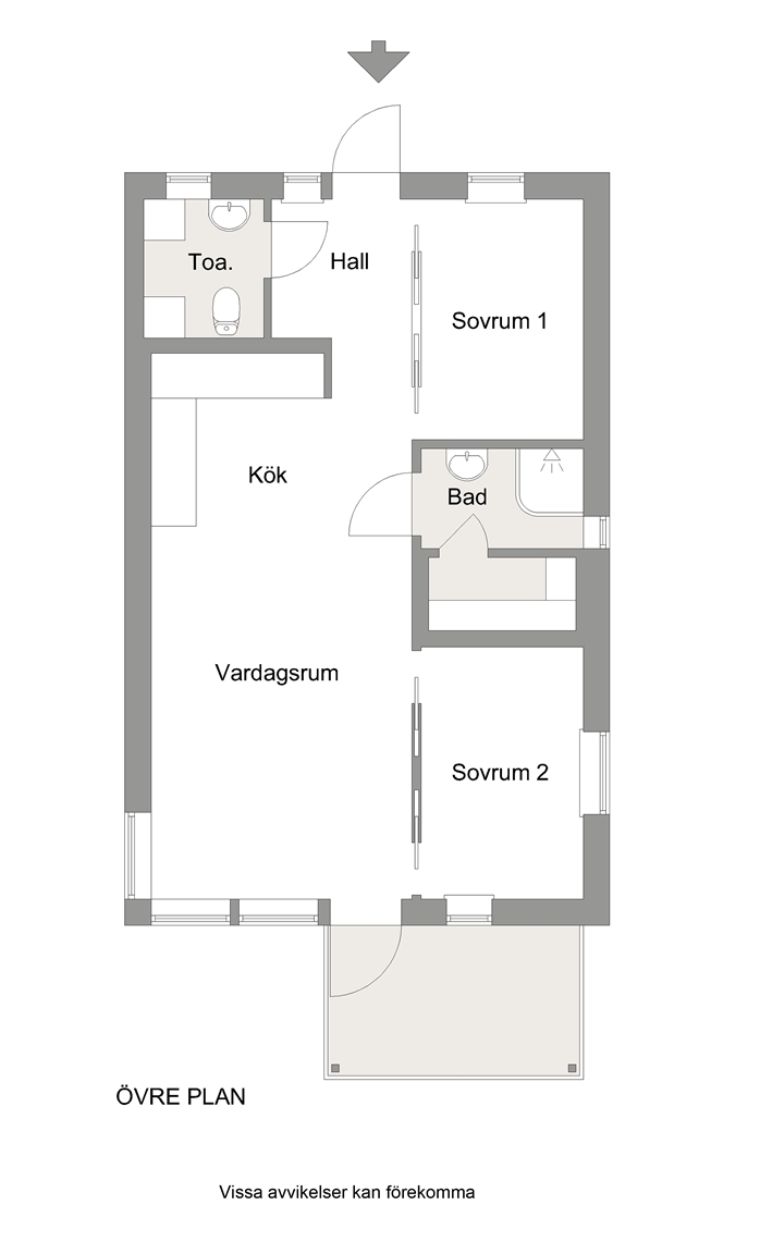 Planritning, övre plan. Nr 4, 10, 16