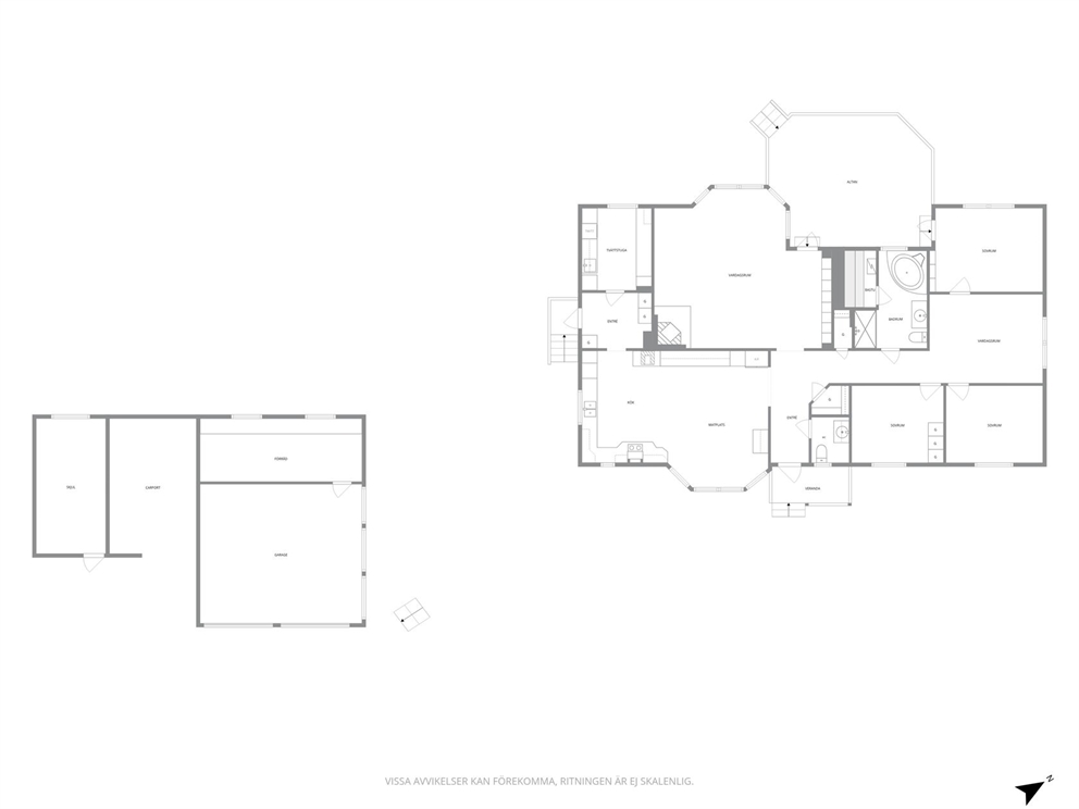 Planritning bostadshus och garage