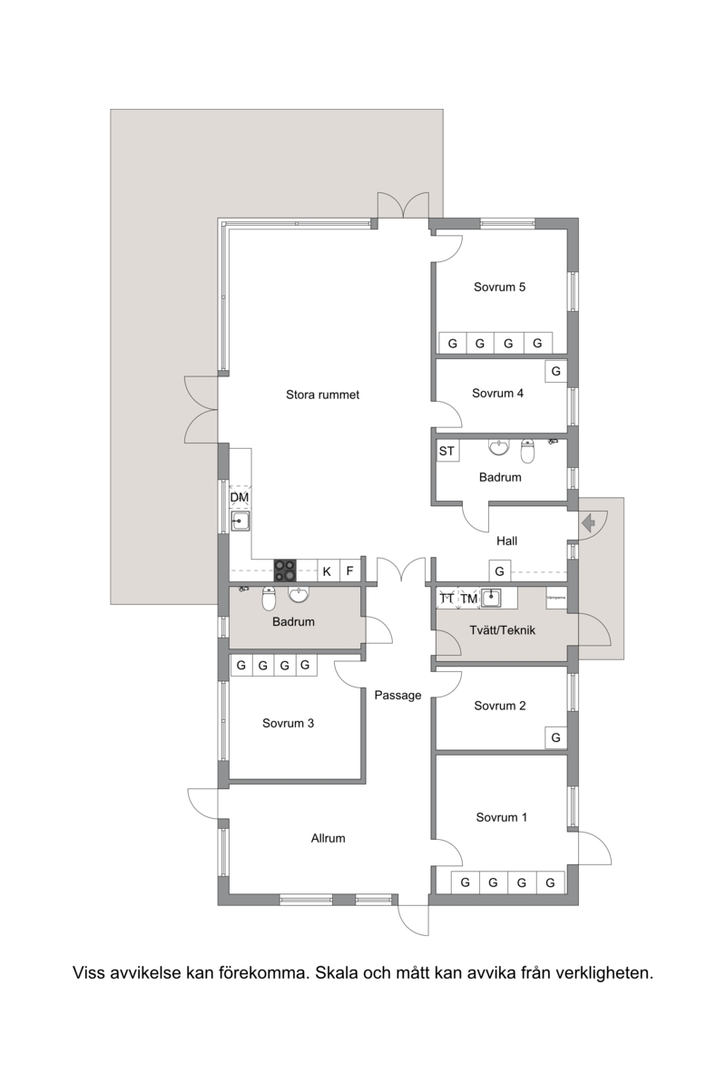 Alternativ planlösning för enbostadshus