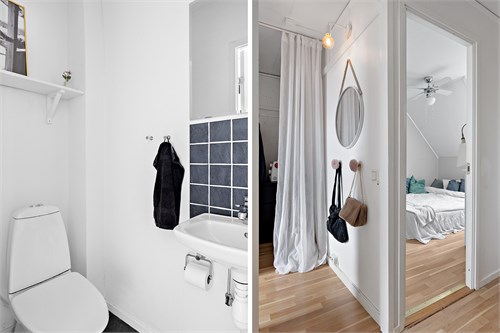 Wc på entréplan samt hall övre plan