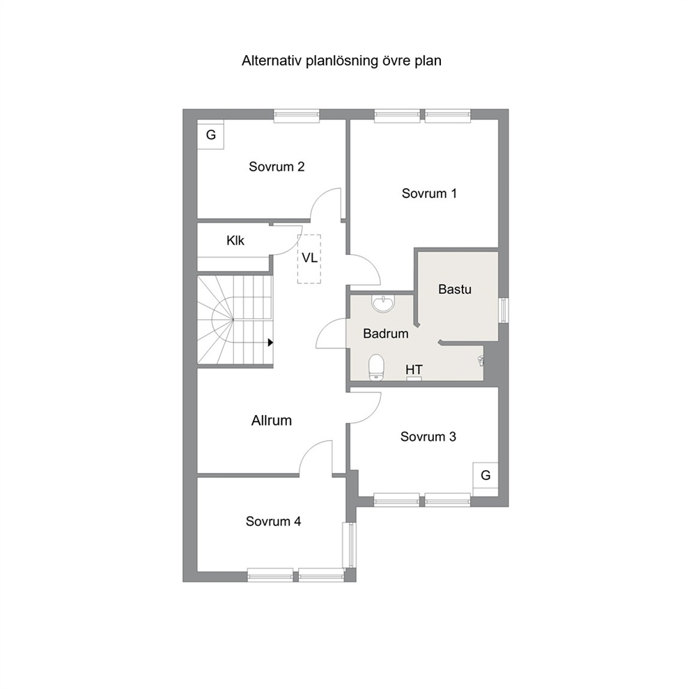 Övre plan alternativ planlösning