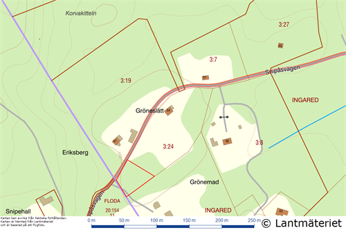 Ungefärlig markering av blivande tomt
