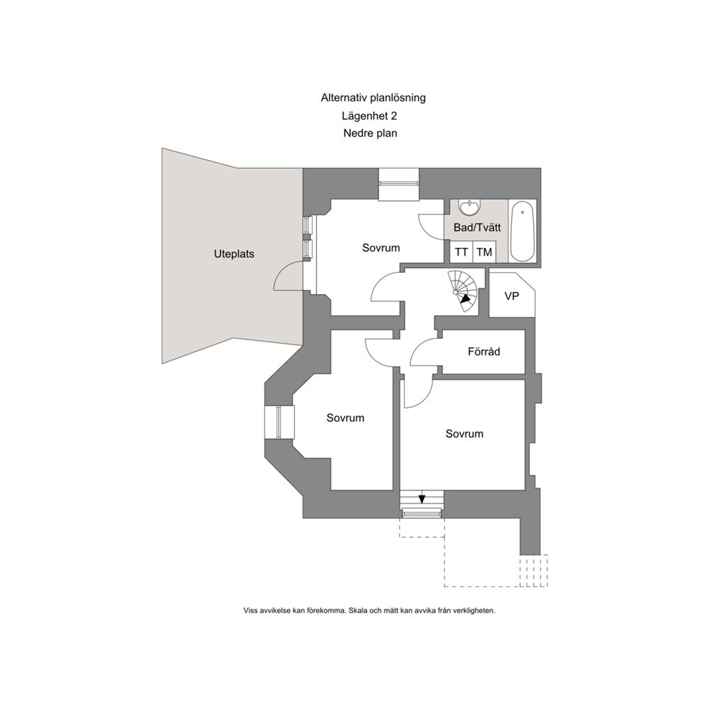 Alternativ planritning nedre plan
