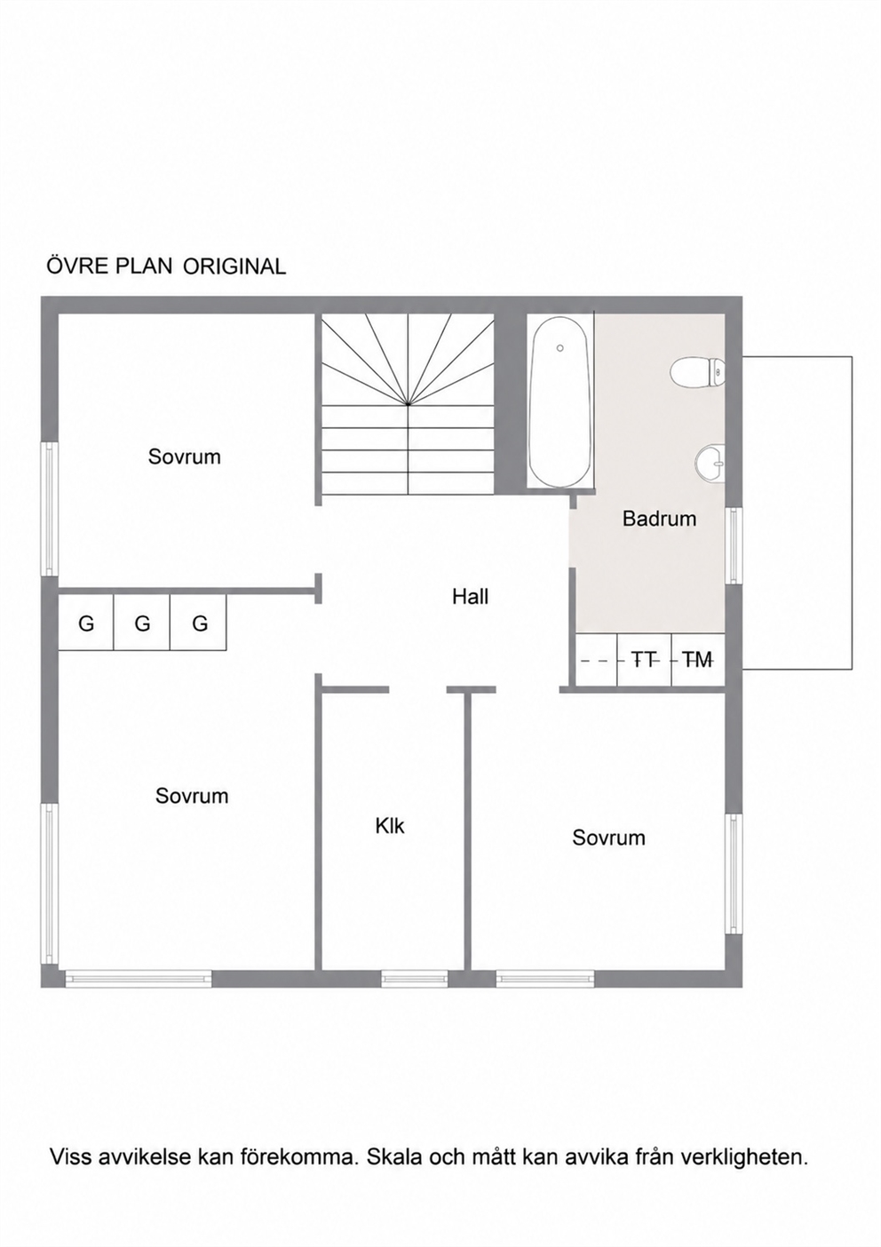 Övre plan original planlösning