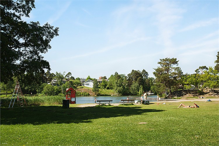 Badplats intill Långsjön